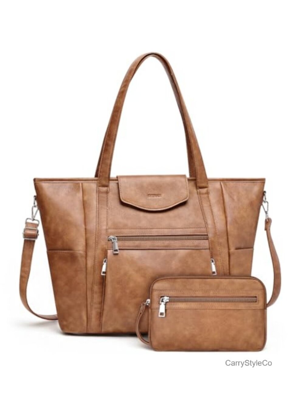 Faux Leather Laptop Bag 15.6 inch Convertible Backpack Purse Tote